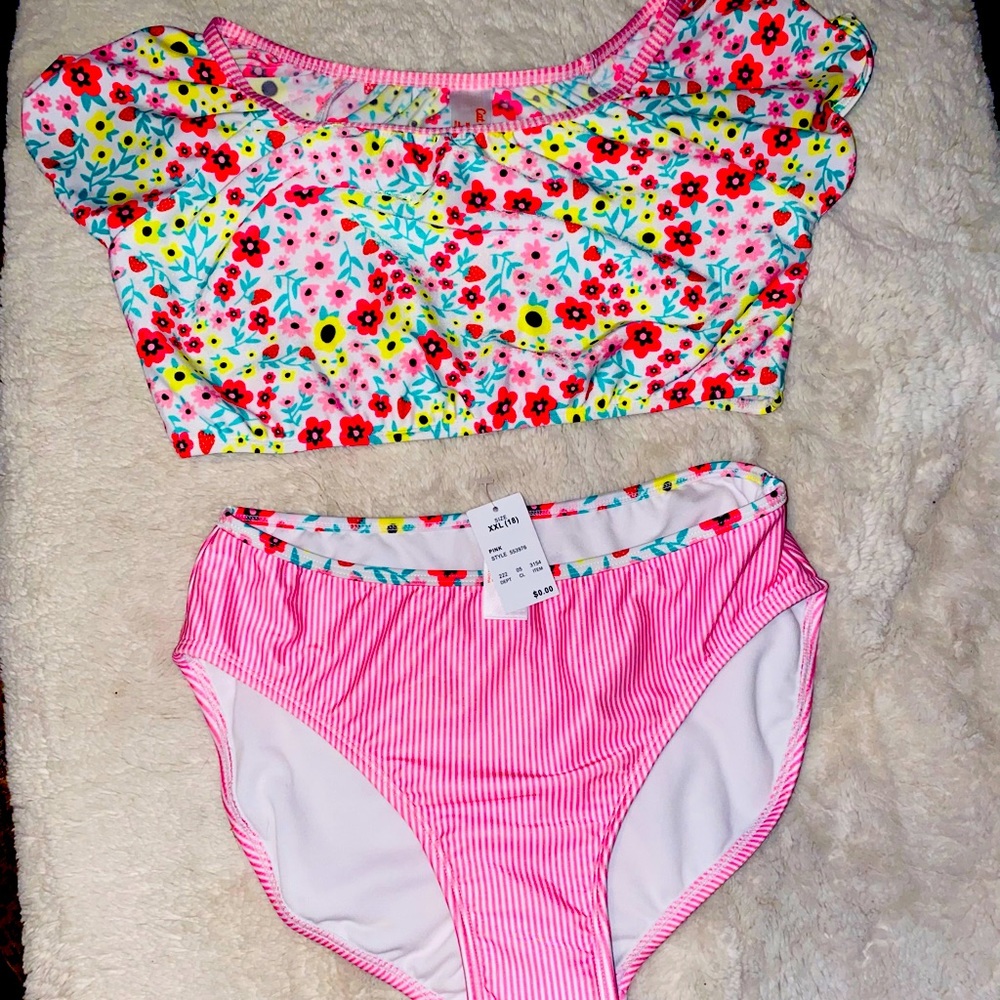 NWT Cat and Jack girls Two piece swimsuit